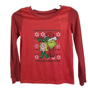 The Grinch Dr Suess Girls Pajama Top Size 10 Red Holiday Christmas NWT